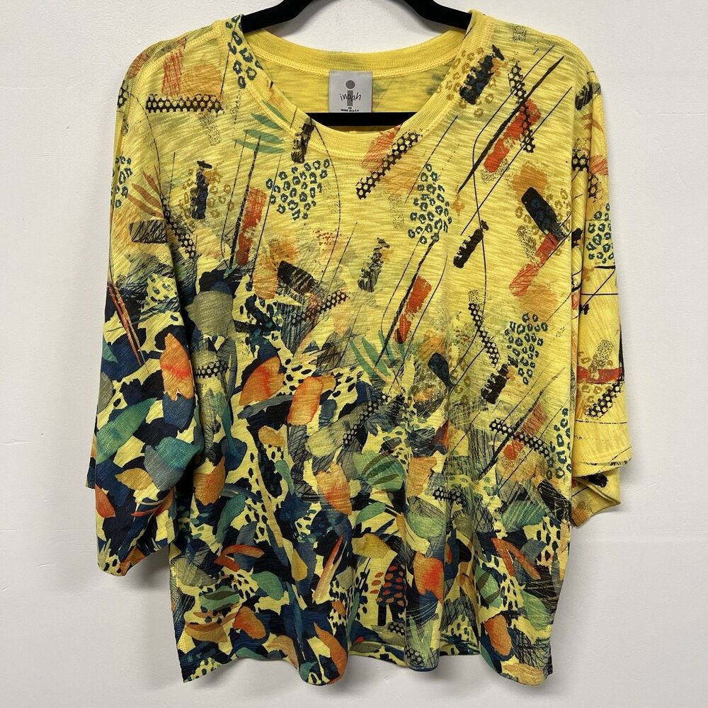 Inoah Tunic Top XS Made in USA Art to Wear Birds Floral Abstract Artsy